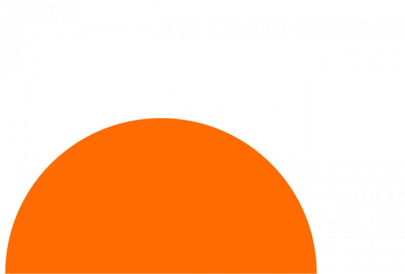 orange semi circle banner